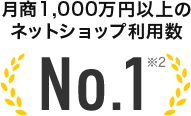 月商1,000万円以上のネットショップ利用数NO.1